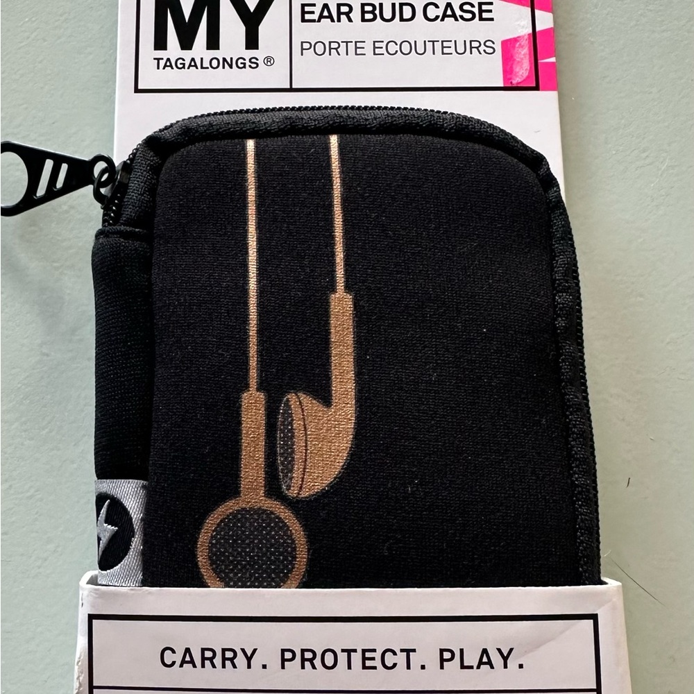 Source Unknown Black Earbud Case with Gold Earbud Print